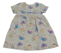 Šedobéžové melírované šaty s  s obrázky - Cocomelon George