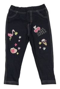 Tmavomodré tregíny riflového vzhledu s obrázky Ergee
