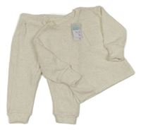 Nové - 2Set - Smetanová melírovaná úpletová mikina s kapsou + tepláky PRIMARK