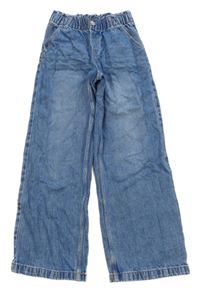 Modré plísňové paper bag wide leg rifle H&M