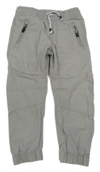 Světlešedé kostkované cuff plátěné kalhoty F&F