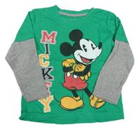 Zeleno-šedé/melírované tričko s Mickey Disney
