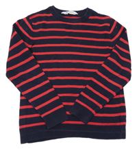 Tmavomodro-červený pruhovaný sveter H&M