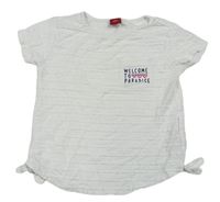 Biele rebrované tričko s nápismi S. Oliver