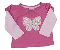 Ružovo-svetloružové tričko s motýlom Cherokee