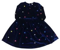 Tmavomodré zamatové šaty s hviezdičkami Joules