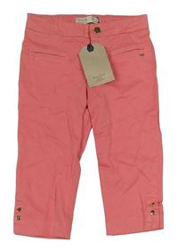 Růžové plátěné chino capri kalhoty Zara