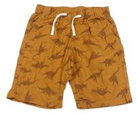 Hnědé plátěné kraťasy s dinosaury H&M