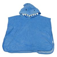 Modré froté osuškové pončo s kapucí - žralok M&S