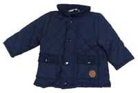 Tmavomodrá prošívaná šusťáková zateplená bunda Peacocks