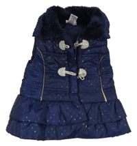 Tmavomodrá bodkovaná á šušťáková zateplená vesta