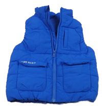 Modrá šušťáková zateplená vesta s nápisom Dunnes