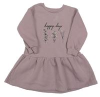 Staroružové teplákové šaty s kvetinami Primark