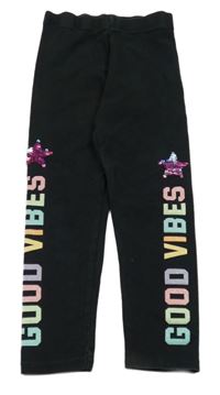 Černé legíny s nápisem a hvězdami z flitrů Nutmeg