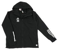 Černá šusťáková sportovní bunda s logem a kapucí Adidas