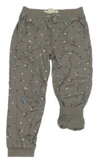 Šedé plátěné podšité cuff kalhoty s úpletovým pasem H&M