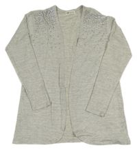 Svetlosivý melírovaný úpletový cardigan s kamienkami H&M