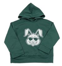 Tmavozelená mikina s králikom a kapucňou