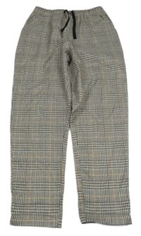 Hnědo-černé kostkované třpytivé kalhoty Next