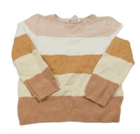 Ružovo-bielo-hnedý pruhovaný sveter H&M