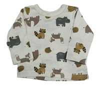 Smetanové triko se zvířaty