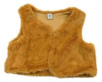 Hnedá kožušinová podšitá vesta Tu