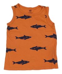 Oranžové tielko so žralokmi H&M