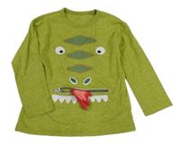 Zelené melírované triko s drakem Next