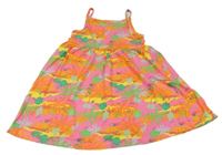 Neónově ružovo-farebné bavlnené šaty s listami Primark