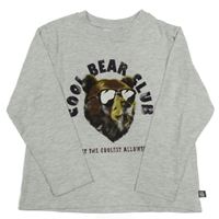 Šedé melírované triko s medvědem Stop+Go
