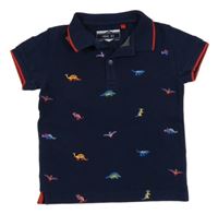 Tmavomodré polo tričko s dinosaury Next