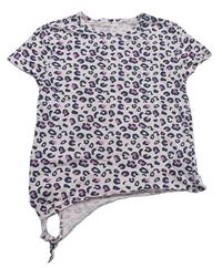 Svetloružové tričko s leopardím vzorom a uzlom