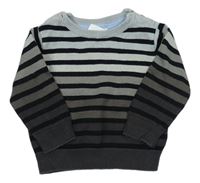 Čierno-sivý pruhovaný ľahký sveter