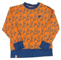Oranžovo-modré kvetované tričko s modrým lemem