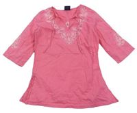 Ružová ľahká šatová tunika s výšivkami