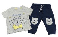 2 set - Tmavomodré tepláky s Púem + sivé tričko s Púem Disney