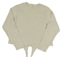 Smotanové crop tričko s uzlom Name it