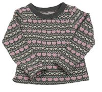 Sivo-ružová vzorovaná thermo mikina