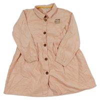 Světlerůžové propínací manšestrové šaty s límečkem 