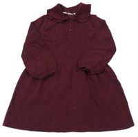 Vínové pletené vzorované šaty s límečkem 