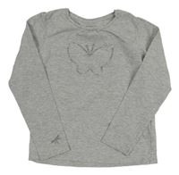 Šedé melírované triko s motýlkem Vertbaudet