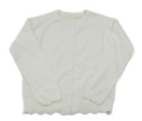 Biely ľahký perforovaný prepínaci sveter