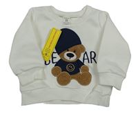 Nové - biela mikina s medvěďom shein