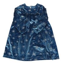 Tmavomodré sametové šaty se stříbrnými hvězdičkami Matalan