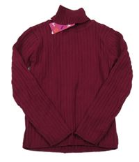 Nové - vínový rebrovaný úpletový rolák Nutmeg