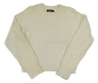 Smetnanový chlupatý crop svetr New Look