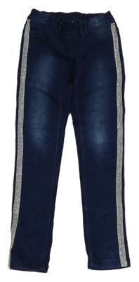 Tmavomodré džegíny se stříbrným pruhem Y.F.K.