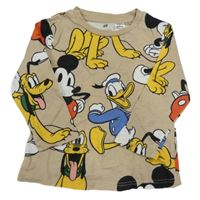 Béžové tričko s Mickeym a kamarády H&M