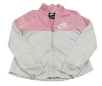 Bílo-růžová sportovní propínací mikina s logem Nike
