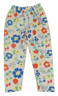 Bielo-farebné legíny s kvetinami